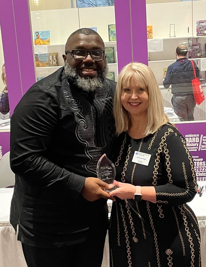 LaGarrett King and Shannon Pugh with Spirt of America award